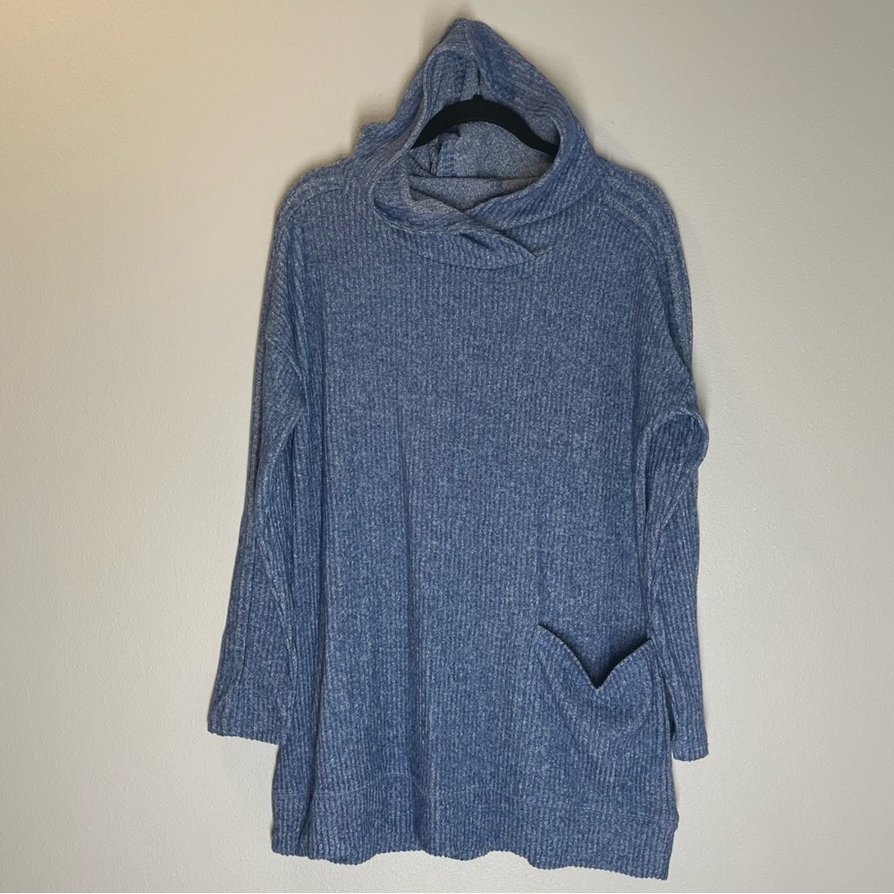Soft Surroundings Lyric Super Soft Hoodie Side Slouchy Pocket Blue Size M Women